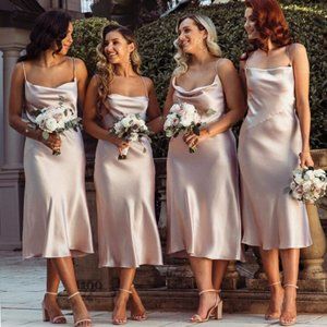 NWT White Fox Boutique Emilia Satin Midi Dress - Champagne